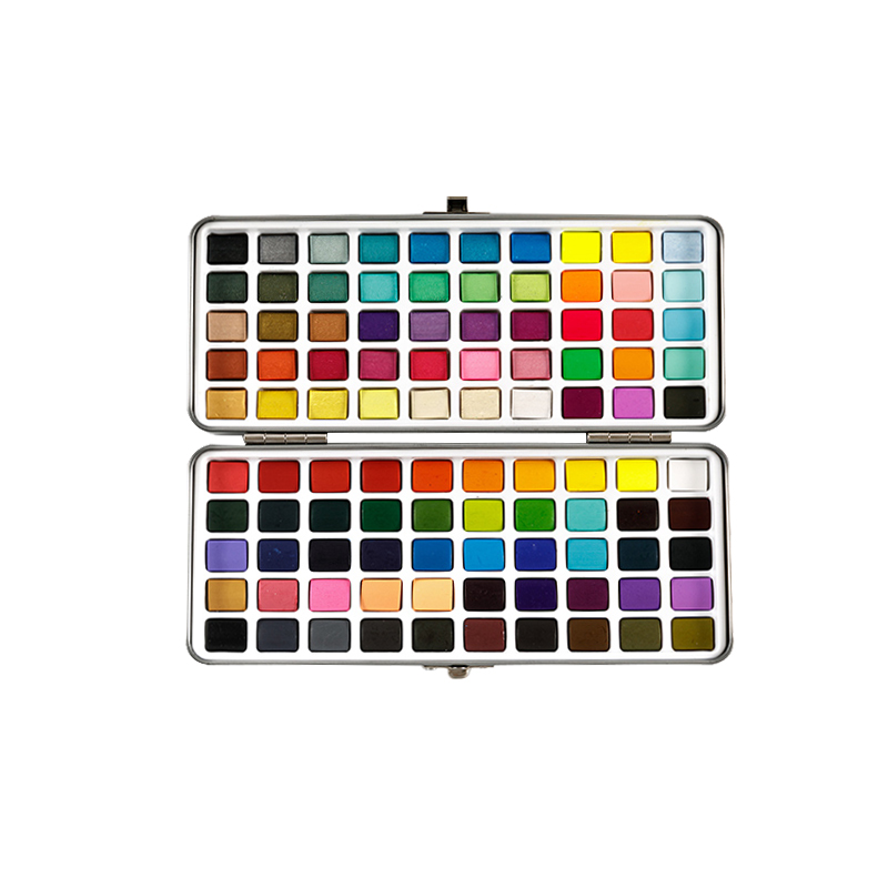 Prenosná kovová krabička 90Colors Solid Watercolor Paint Set